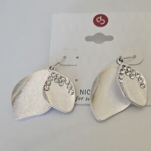 Dress Barn Silver Earrings with Crystal Details